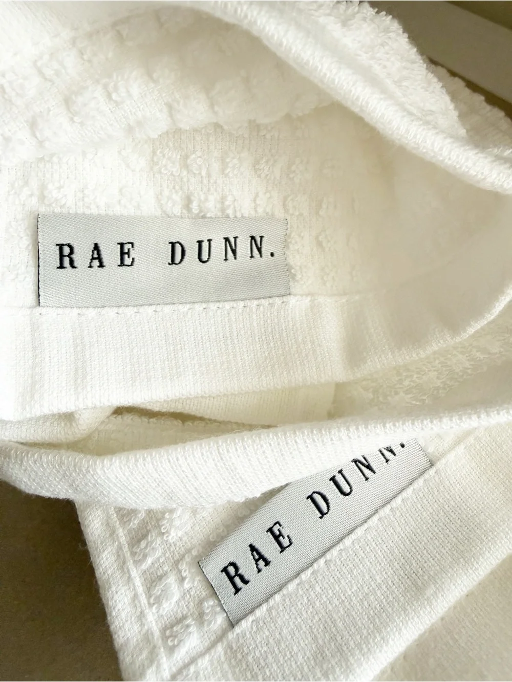 Rae Dunn Hope Faith Family Love White Waffle Knit Cotton Kitchen Towels 4 Pack